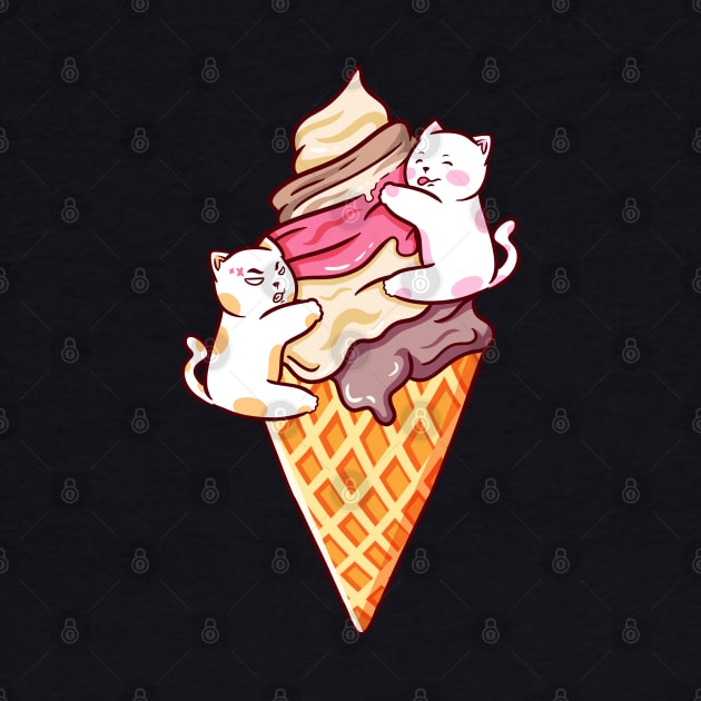 Cute Cat Ice Cream by Illustrasikuu